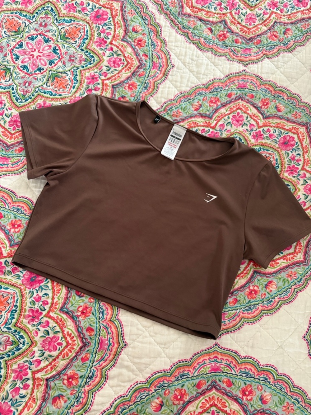 Gymshark Women's Chocolate Brown Cropped Performance Top